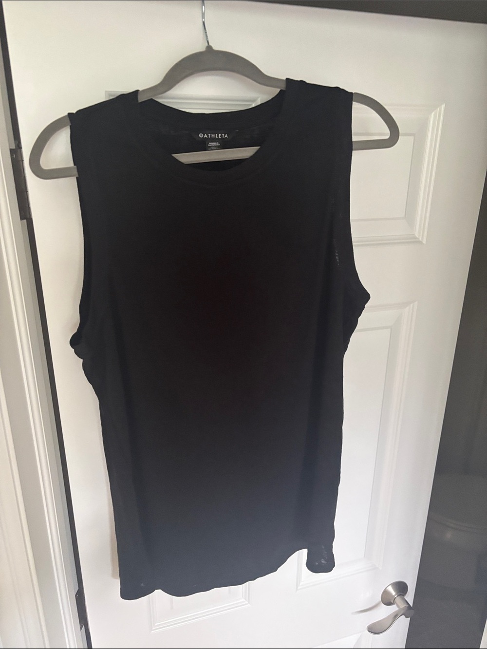 Athleta Black Sleeveless Muscle Tee - Classic Crew Neck
